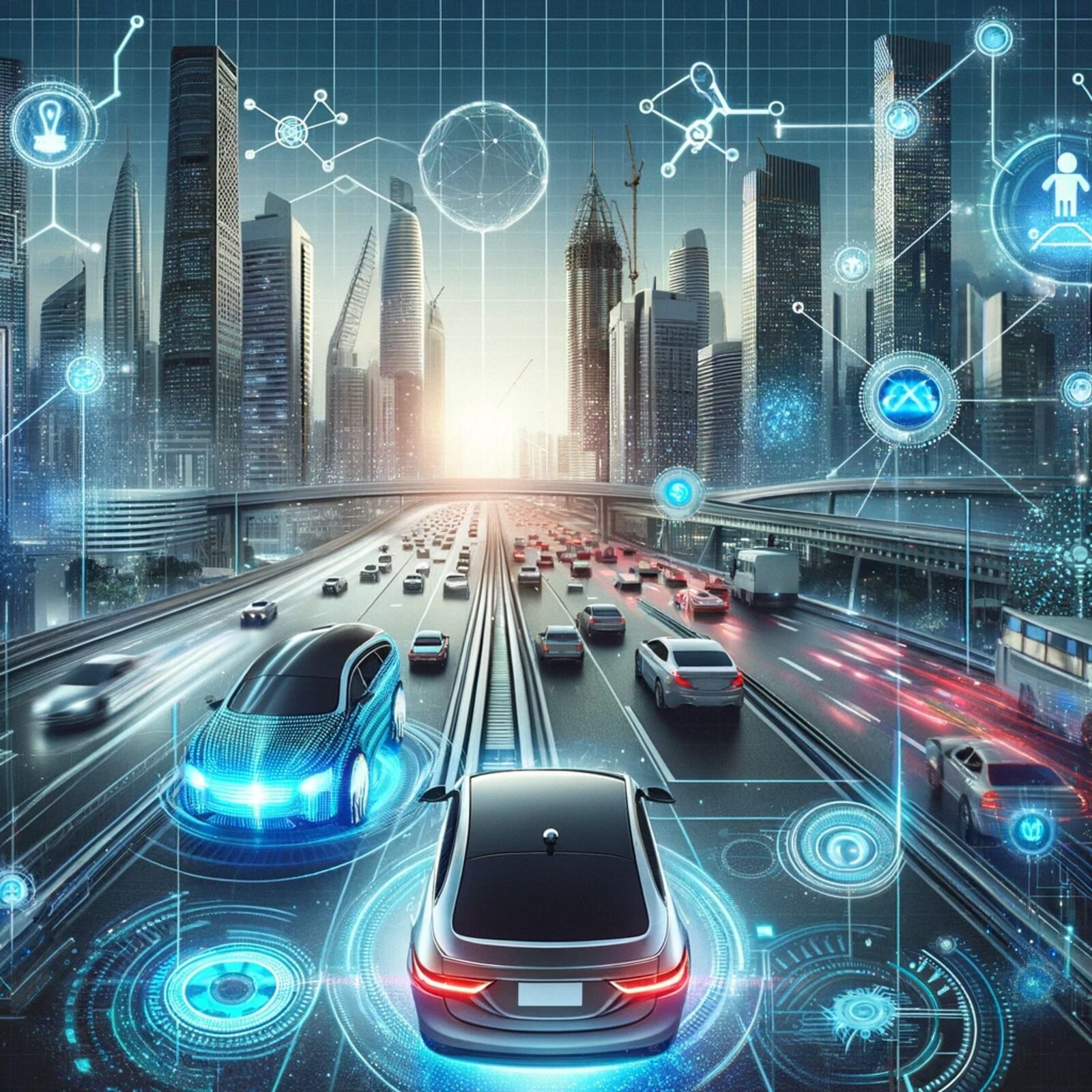 dekorative Grafik "autonomes Fahren"